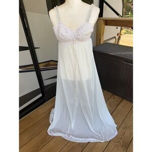 Vintage Olga Empire Waist Nightgown Chemise Sweep 34 Light Blue Padded Bra 9200